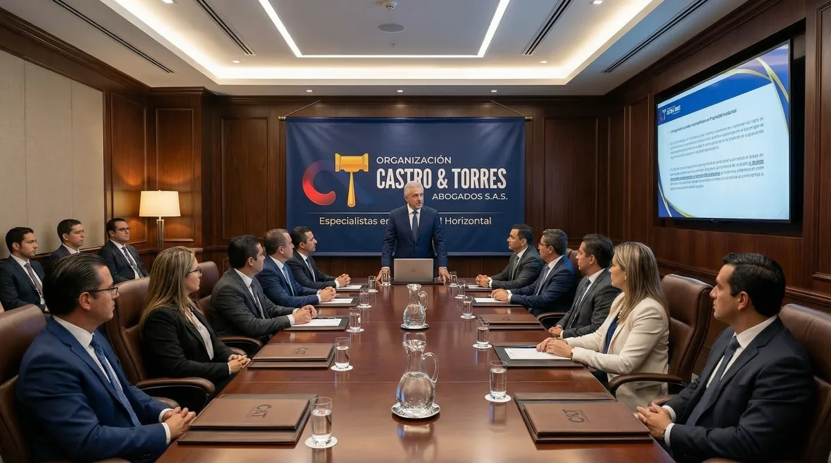 Presentación de resultados de cobro de cartera en sala de juntas de propiedad horizontal
